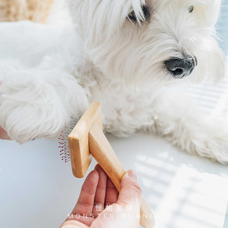 Petiy beauty宝丽竹木钢丝梳美容梳子犬猫刷子防打结针梳宠物用品-图2