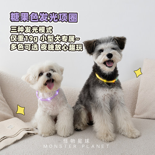 Laroo莱诺狗狗发光项圈夜间遛狗灯宠物防走丢可充电中小型犬用品 - 图0