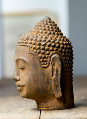 跨境禅意亚佛头摆件文创家居摆设桌面客厅玄关品礼品