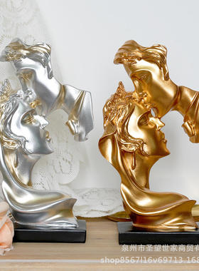 摆件一吻情深情侣人物雕像情人节品创意家居礼物装饰客厅摆设