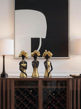 艺术编织摆件女士仿金色纹客厅电视柜玄关酒柜餐厅酒店装饰品摆设