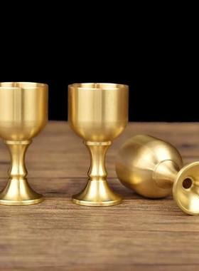 高档黄铜高脚酒杯杯子白酒小金属供水杯茶酒宴圣水杯酒具装饰摆件