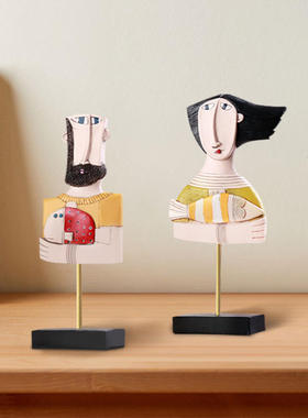 摆设欧式风树脂品客厅酒柜装饰摆件创意人脸艺术抽象