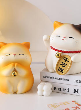 热卖可爱褔瑞礼物中号搪胶钱罐猫猫房儿童防摔存钱罐生日床头柜