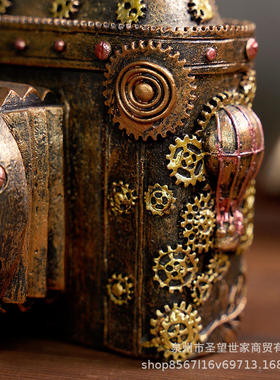 创意仿古做旧相机时钟树脂模型家居摆件酒吧咖啡厅礼品装饰道具品