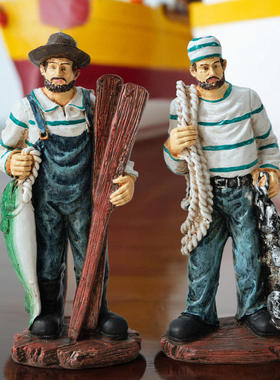 地中海船长水手模型装饰摆件树脂橱窗拍摄海盗道具酒吧咖啡馆摆设