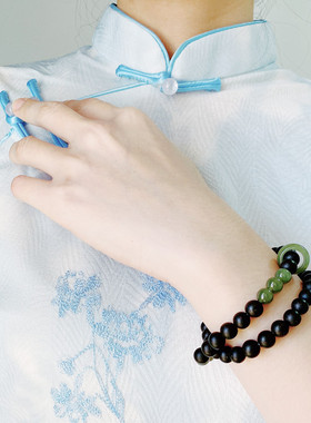 【半山半水】茶香天年合香珠手串半山半水女款和田跑环兰亭序香