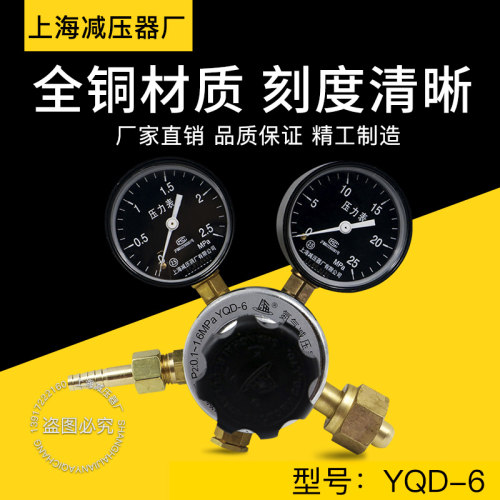 氮气减压器YQD-6上海减压器厂气体稳压调压阀氮气瓶减压阀压力表 - 图0