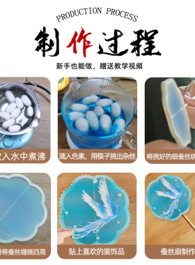 自制蚕丝扇子手工diy材料包蚕茧吐丝中式汉服古风团扇框骨架扇骨