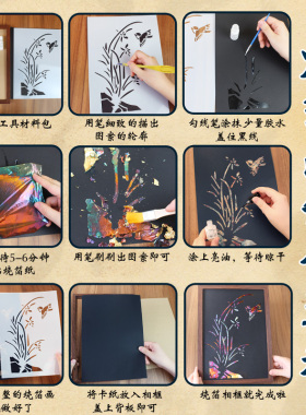 全套材料包非遗DIY烧箔相框画