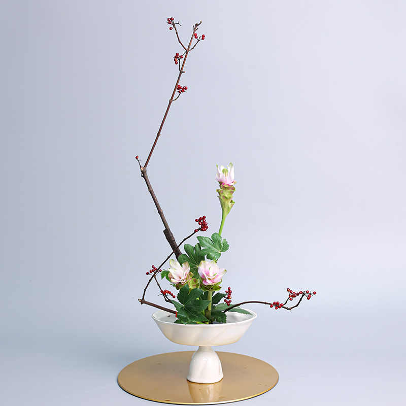 花器 小原流砥部小判型平水盤