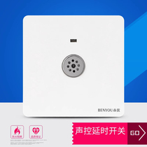 Type 86 Concealed second-line voice-controlled switch panel Home Property building Road time-lapse inductive sound and light control energy saving Led lamp