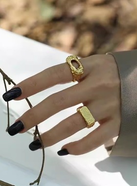 熔岩纹理镂空开口戒指925银