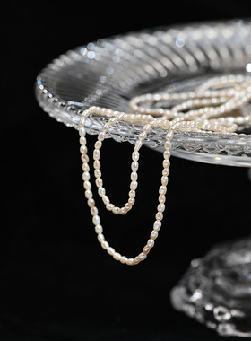 【天然淡水珍珠 小粒迷你 项链】女 极简百搭复古锁骨链 s925银