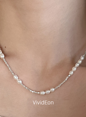 VividEon淡水珍珠925银锁骨链女