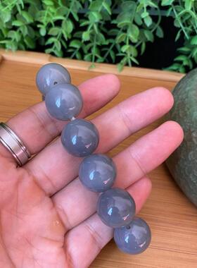 支持复检 天然青花籽料1.8圆珠手链男款新疆和田玉白玉佛珠手串