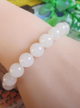 女款1.0圆珠羊脂白玉手串