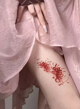 曼珠沙华彼岸花纹身贴暗