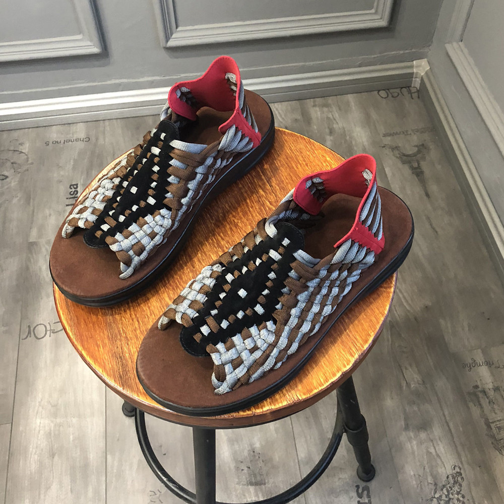 国潮男凉鞋真皮2024新款夏季手工编织沙滩运动凉鞋男个性软底凉鞋,淘宝优惠券,粉丝福利购,淘宝优惠卷