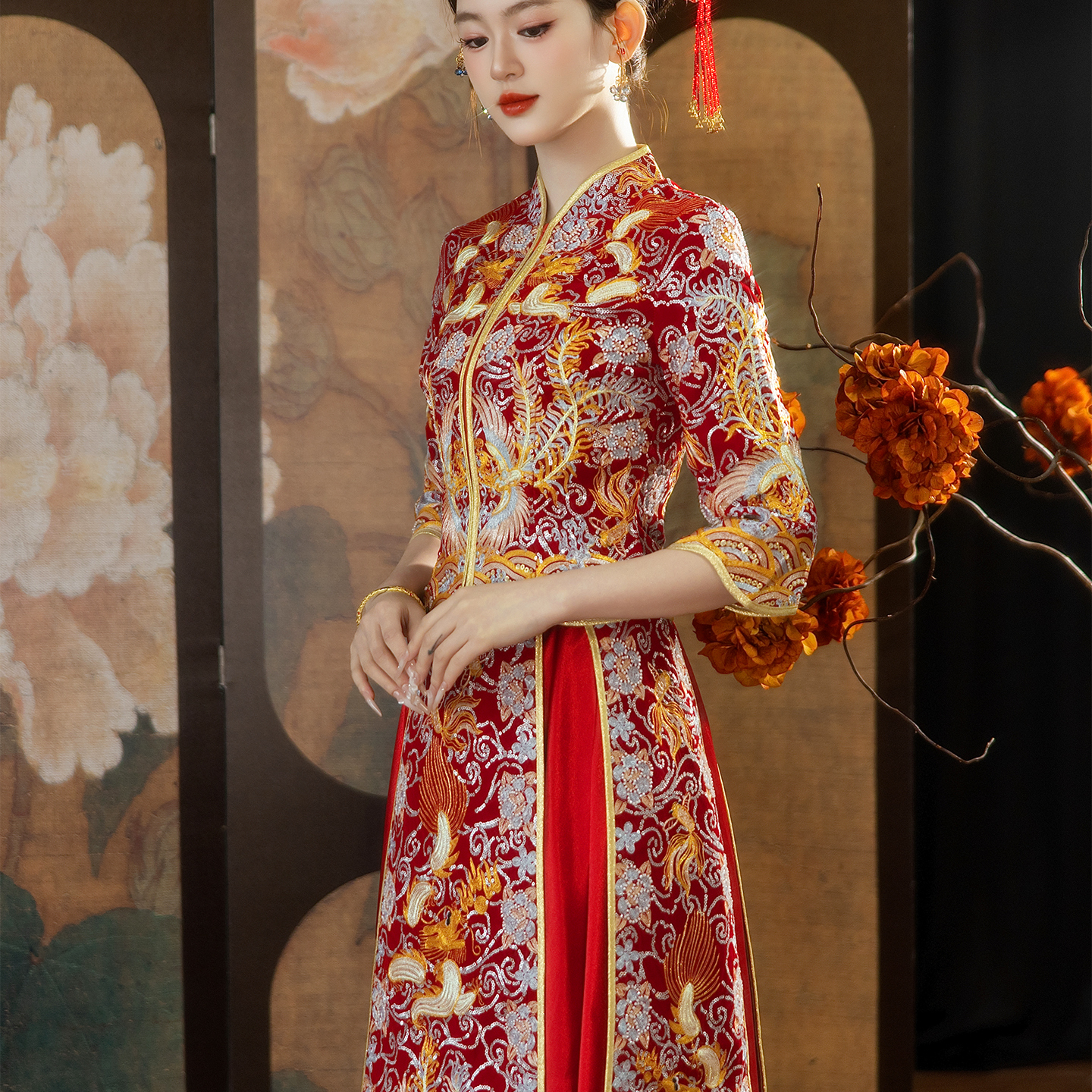 龙凤褂新娘秀禾服2025新款中式嫁衣结婚小个子婚服婚礼服重工褂皇 - 图1