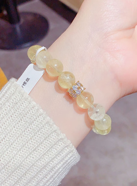 天然柠檬晶招财转运珠手链女轻奢小众网红时尚手饰设计感简约