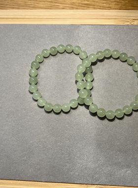 天然和田玉晴水手链女款单圈圆珠玉石串珠手饰送女友闺蜜礼物
