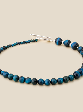 Fanciegarden 静谧蓝色星球猫眼光感气质高级感项链