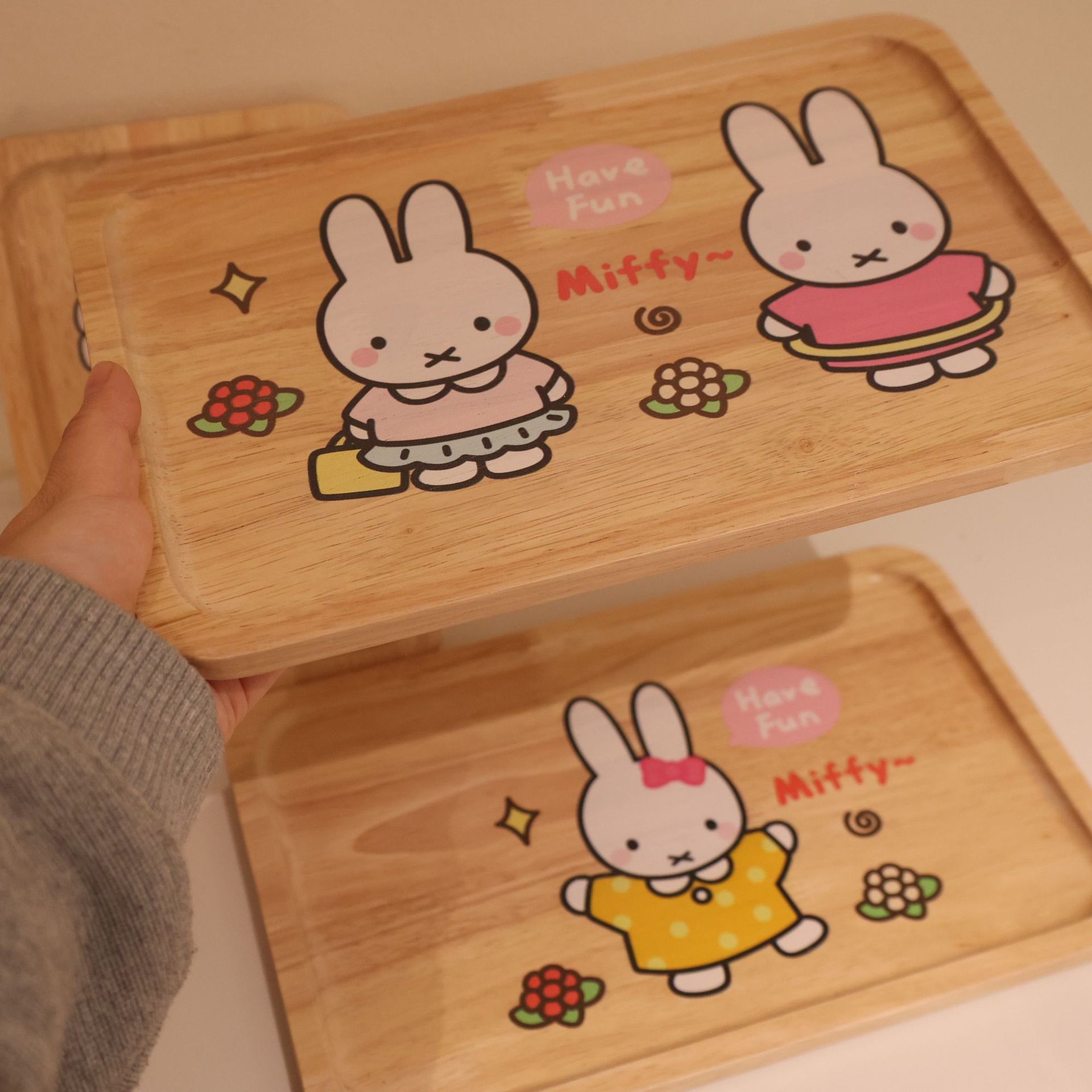 德国进口小红书热销博主同款米菲兔木质托盘餐盘咖啡茶水盘 - 图0
