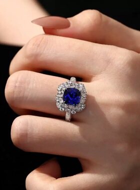 闭店清仓S925银镀金培育彩宝戒指