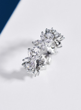 高级珠宝感戒指花朵马眼钻S925银