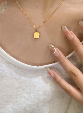 Paula时序 新中式国潮风丨微笑吐司面包项链吊坠 Y004