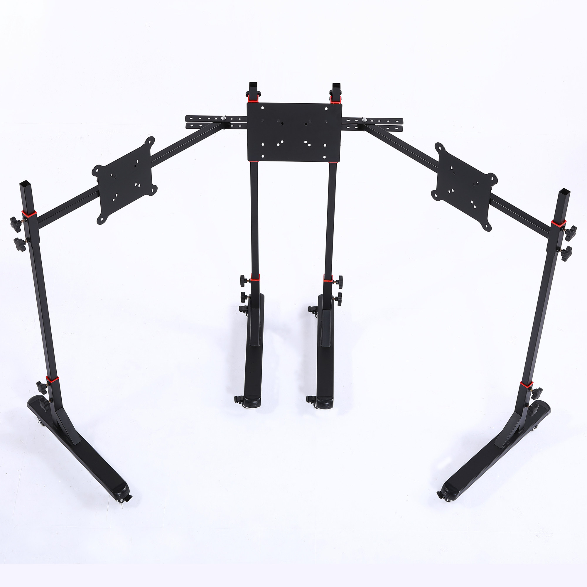 VRS赛车三屏支架液晶屏幕落地挂架带滚轮可移动电视显示器支架_虎窝淘