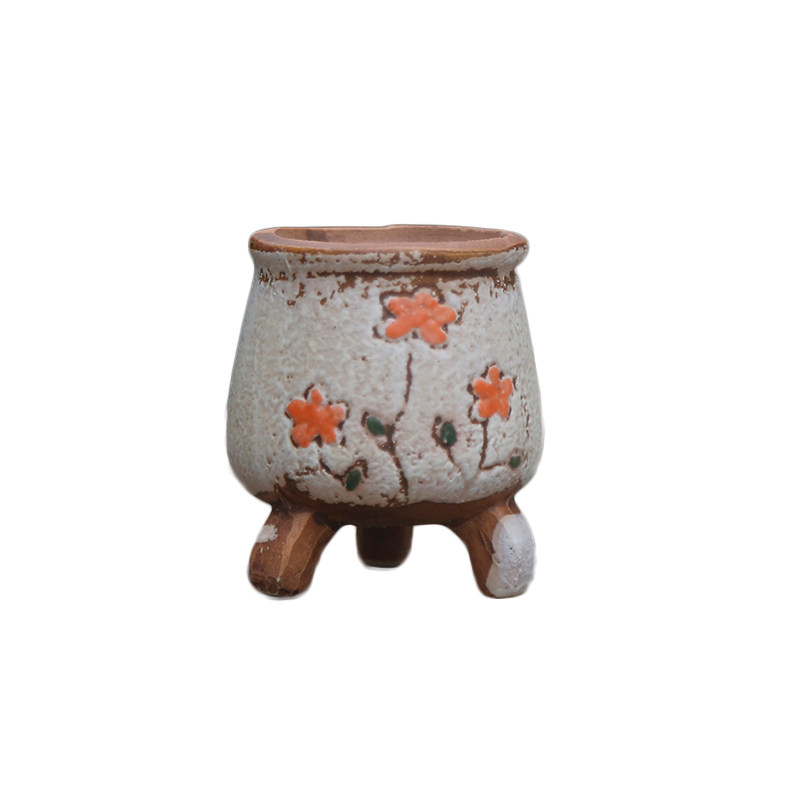 单个韩式手绘粗陶透气多肉陶瓷花盆复古桌面绿植盆景园艺拇指盆,淘宝优惠券,粉丝福利购,淘宝优惠卷