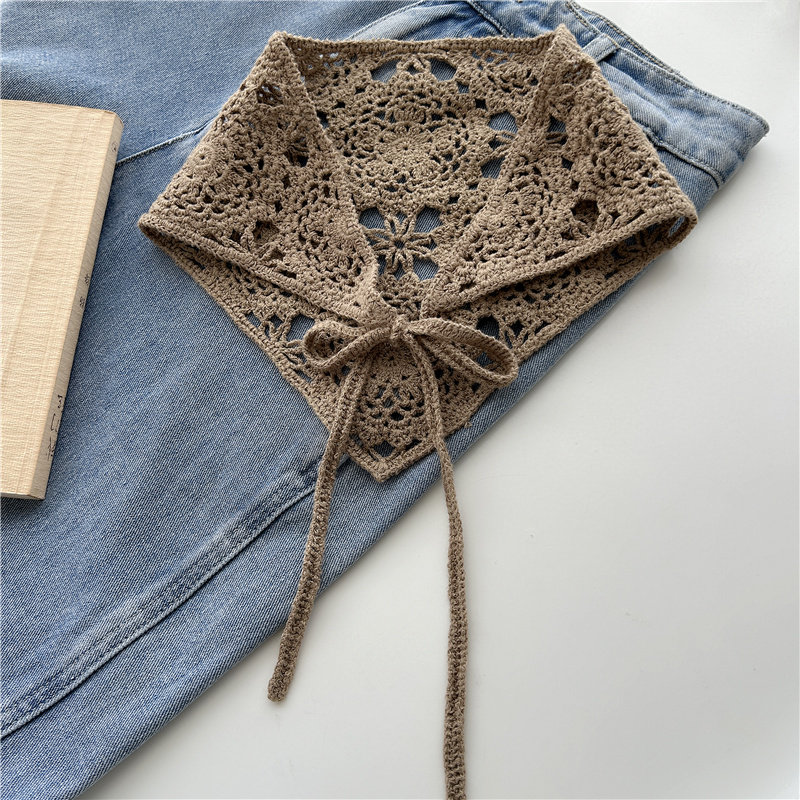 复古腰间装饰钩花叠穿三角巾屁帘韩国针织流苏腰封女士腰带配裤子