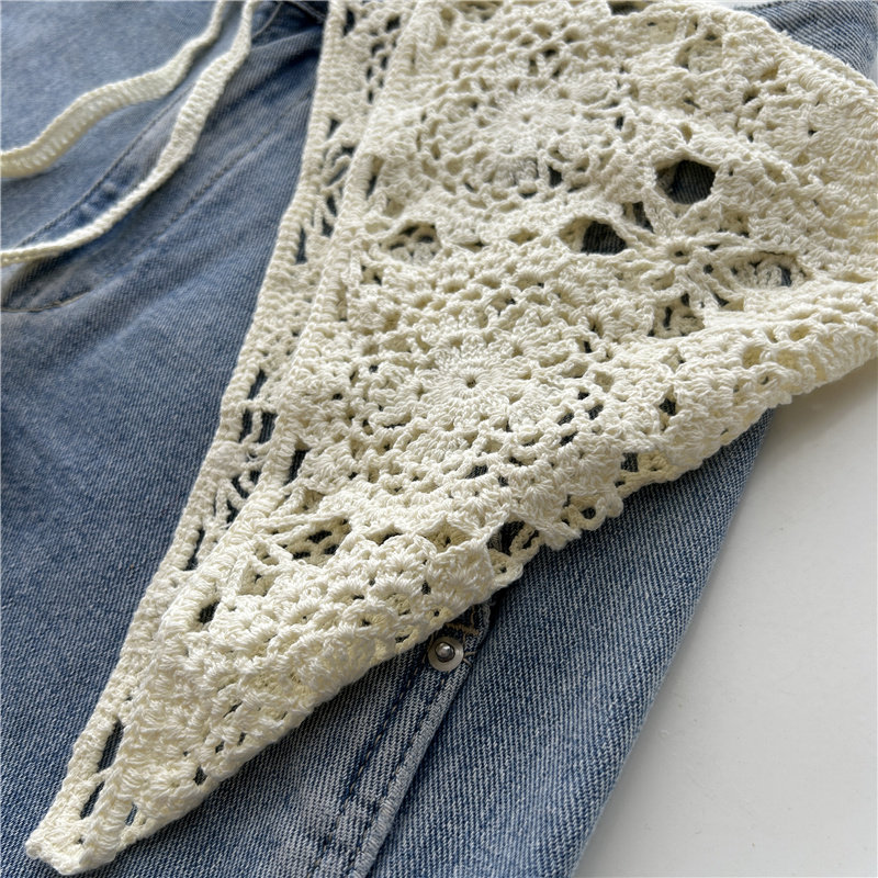 复古腰间装饰钩花叠穿三角巾屁帘韩国针织流苏腰封女士腰带配裤子