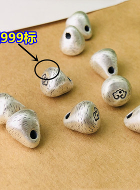 999足银小称砣称心如意文玩吊坠