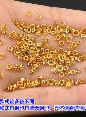 纯银镀金迷你隔片闭口圈盘缠编织