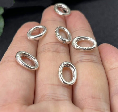 S925纯银加厚款椭圆万能扣头连接项链水晶手链吊坠扣精致DIY配件 - 图2