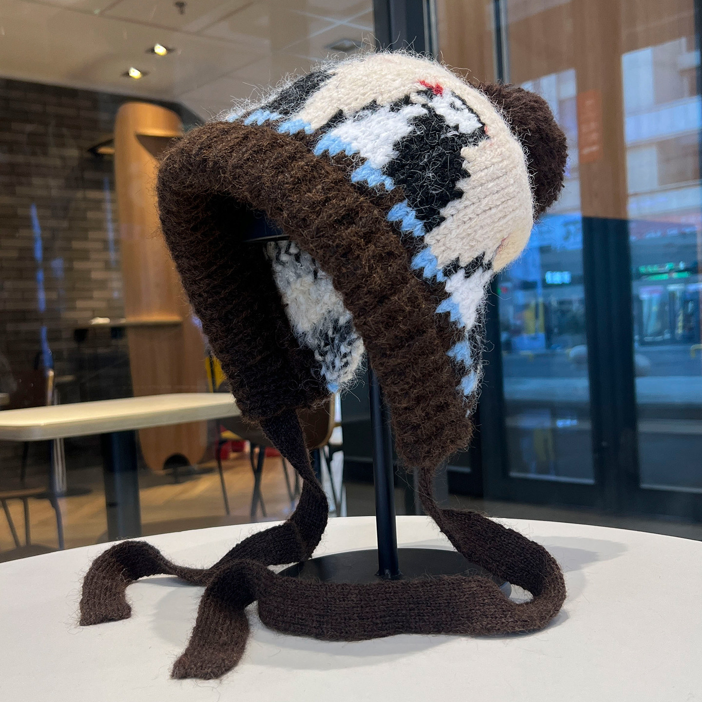 可爱企鹅针织帽子女冬季保暖护耳防寒套头帽费尔岛风绑带毛线帽潮,淘宝优惠券,粉丝福利购,淘宝优惠卷