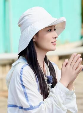 李沁同款大檐防晒显脸小渔夫帽