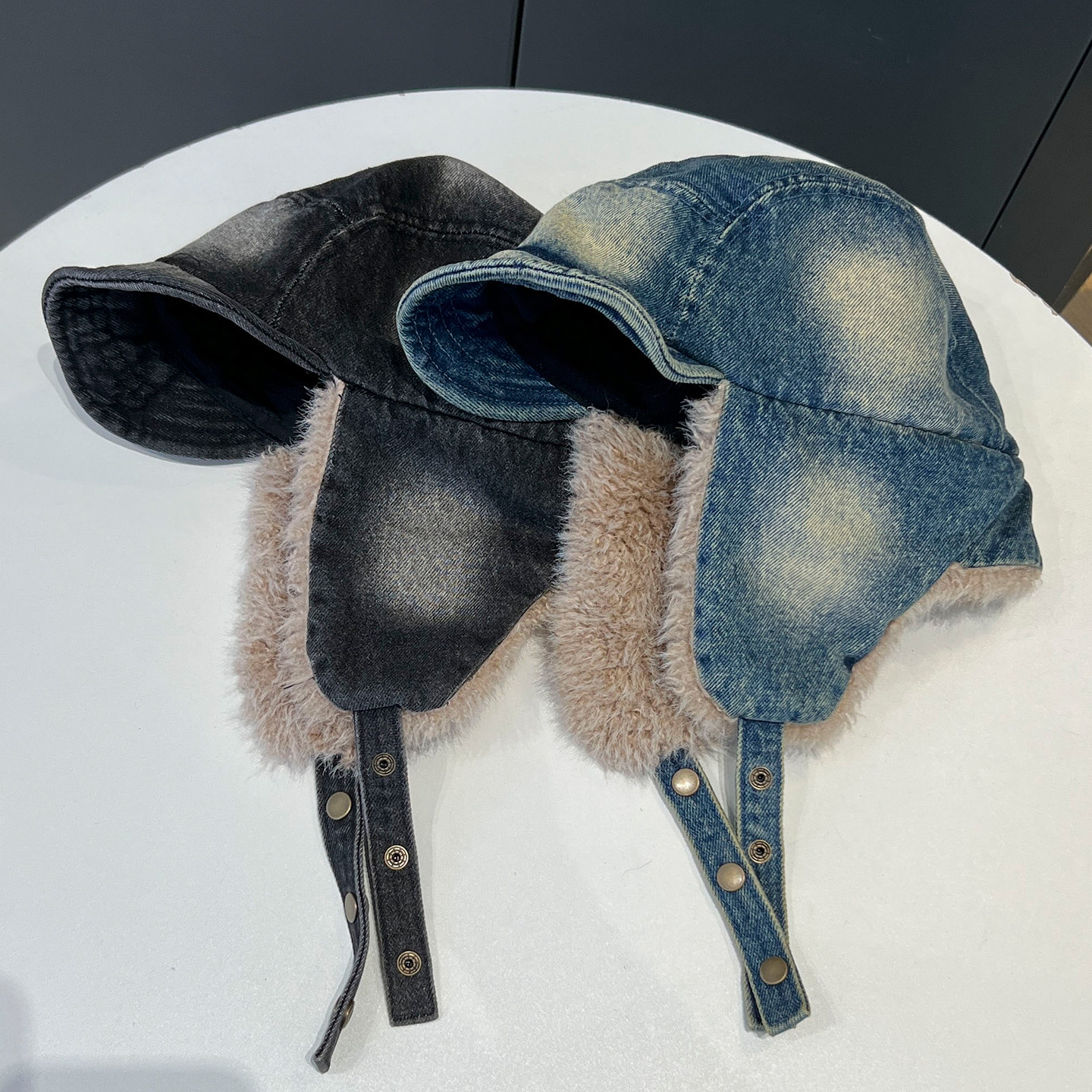 日系水洗做旧牛仔雷锋帽女2025新款冬季加绒复古加厚护耳飞行帽子,淘宝优惠券,粉丝福利购,淘宝优惠卷