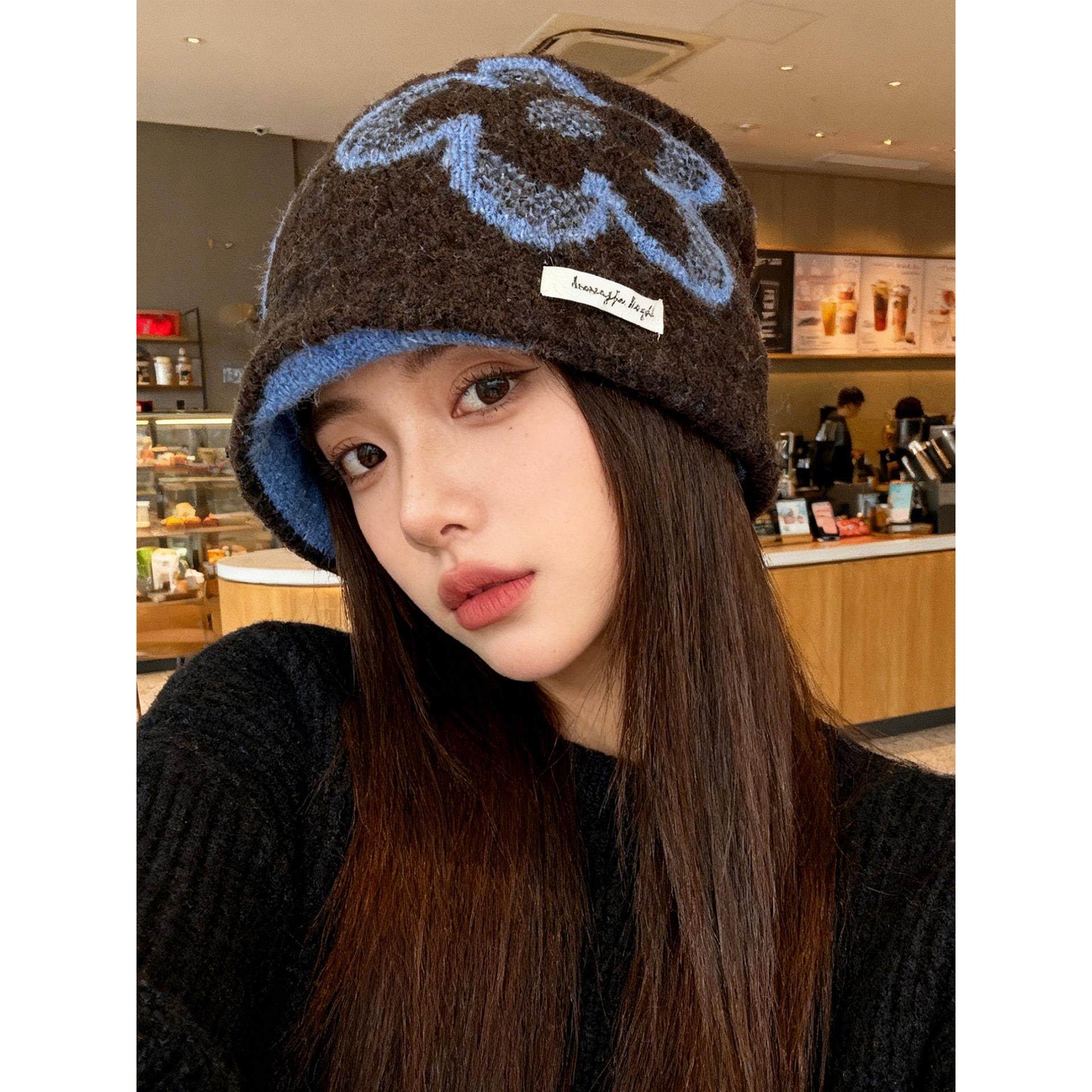 2025新款韩版复古提花针织帽子女秋冬季百搭保暖护耳显脸小包头帽,淘宝优惠券,粉丝福利购,淘宝优惠卷