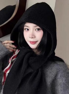 巴拉克法女款保暖护耳围巾帽