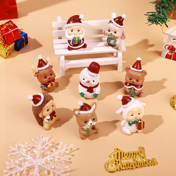 ເຄື່ອງປະດັບ Christmas ຂະຫນາດນ້ອຍຈຸນລະພາກພູມສັນຖານກາຕູນງາມ Santa Claus ວັນຄຣິດສະມາດໄມ້ປະດັບຕົກແຕ່ງສັດຕາບອດຂອງຂວັນ