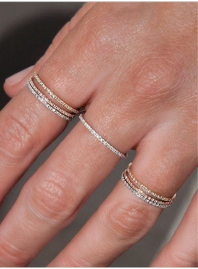 ins欧美碎钻简约基础款细圈指环