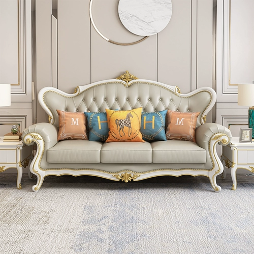 Кожаный диван в стиле европейского в стиле 123