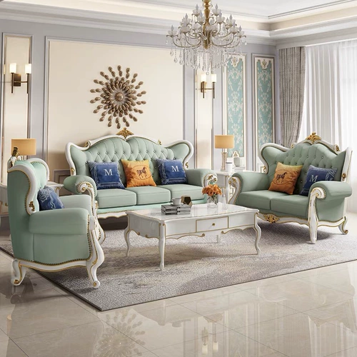 Кожаный диван в стиле европейского в стиле 123