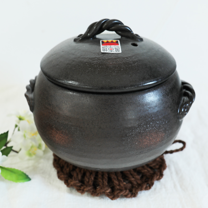 【現貨】日本萬古燒慄型米飯鍋煲湯鍋燉煮砂鍋煲仔飯土鍋黑色黃色