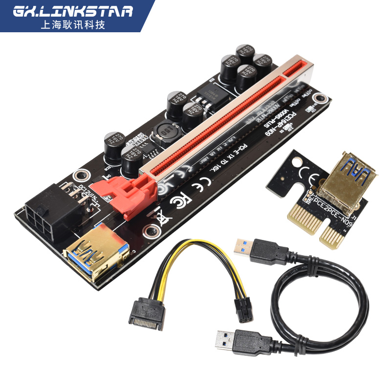 新款PCI-E X1转X16显卡延长线6pin增加版USB3.0转接卡pcie1x转16 - 图3