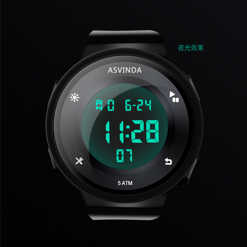 电子手表男士防水初中男孩女学生 Asvinda国产腕表